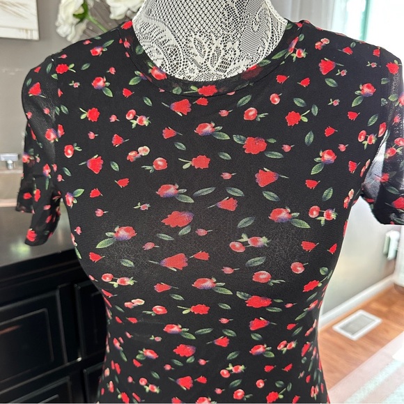 🌹 Princess Polly Sheer Mesh Floral Bodycon Mini Dress – Size 4 (US) - Picture 4 of 14